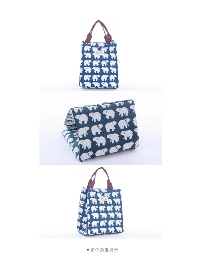 2018 Portable Canvas Waterproof Picnic Bag Insulation Package For Women Men Kids Lunch Food Storage Box Thermal Bag Cute Animal (37)
