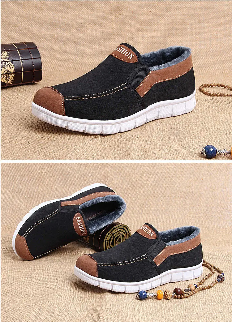 Slip on Casual Shoes Men Canvas Winter Outdoor Walking Sneakers Warm Snow Shoes with Fur Men Suede Shoes Father Soft Non-slip (9)
