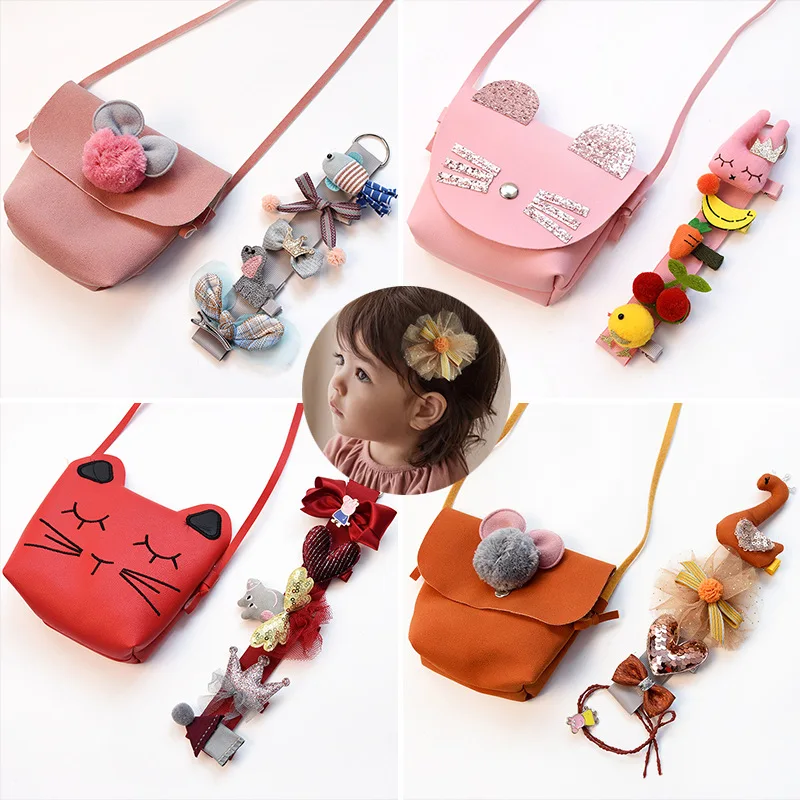

5 sets of styles, variety, cute, cartoon animal hair clips, girls, fashion bags, accessories, baby gifts, gifts