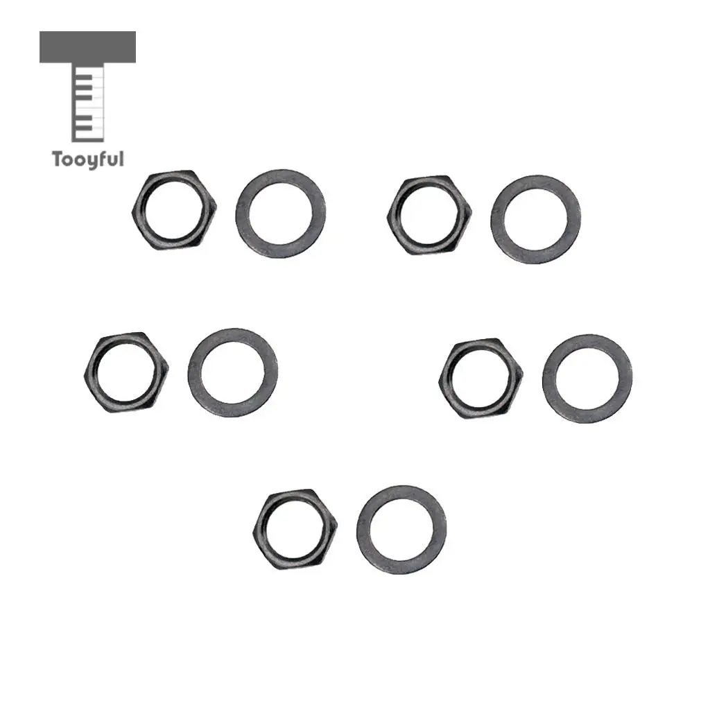 Tooyful 5Pcs Jack Socket Nuts + 5Pcs Potentiometer Washers for Electric Guitar Parts