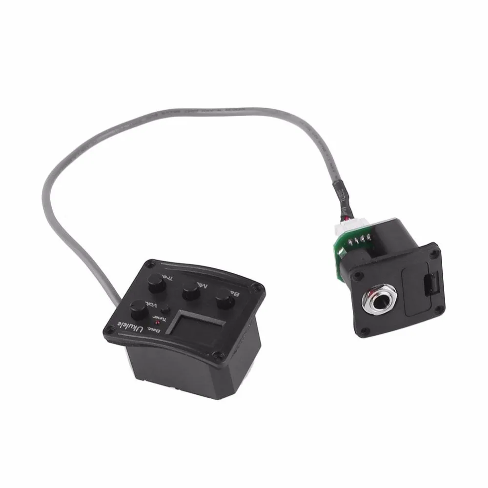 

Yuker High Quality Ukulele Ukelele Uke Piezo Pickup Preamp 3-Band EQ Equalizer Tuner System with LCD Display Black