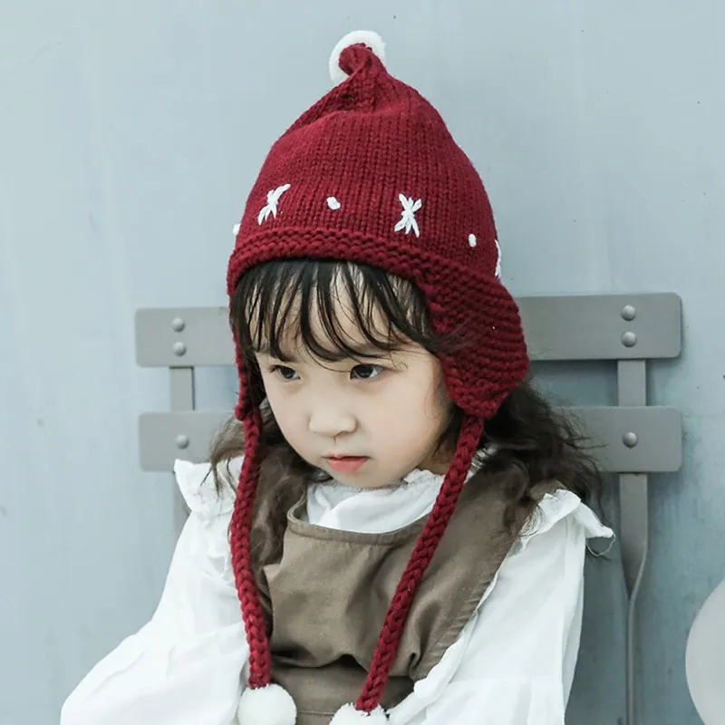 Kids Hats Knitted Cute Baby Hat For Girl Children Cap Winter Girls Baby
