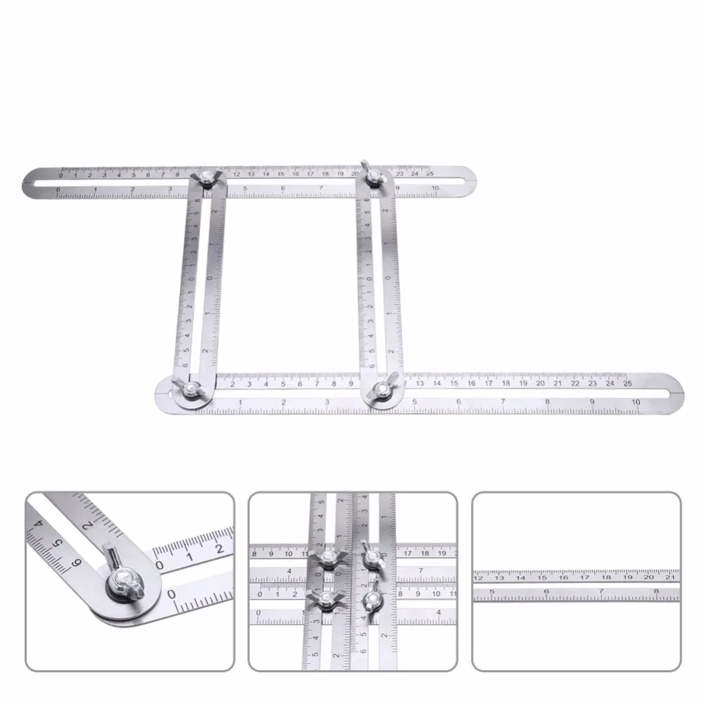 

Stainless Steel Foldable Multi Angle Ruler Template Tool Steel Four-sided Tile Flooring Measuring Tool Craftsmen