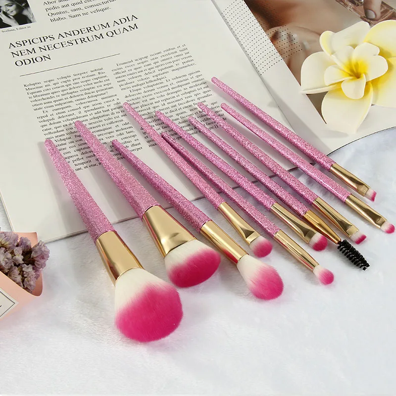 10pcs Pink Makeup Brushes Eyeshadow Smudge Brush 6