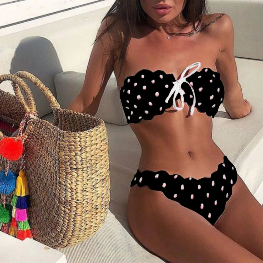 

Sexy Women Wave Point Push-Up Padded Bra Beach Bikini Set Swimsuit Swimstroj kapielowy push up moda praia sexy fashion brazilian