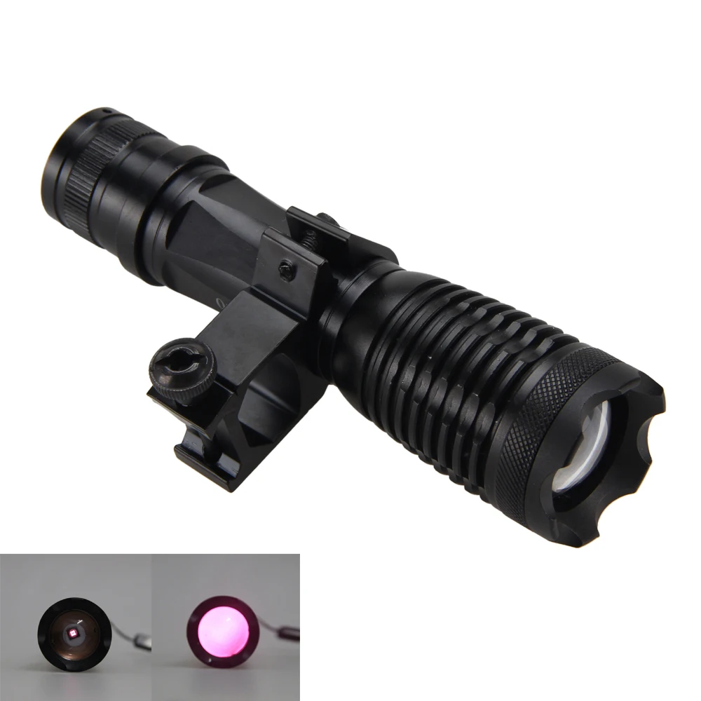Lanterna com Zoom de Visão Luz + Interruptor de Pressão + Rifle Mount + 18650 + Carregador Caça Noturna Infravermelha Ir-710 Arma Scope 850nm ir 7 Luzes de armas