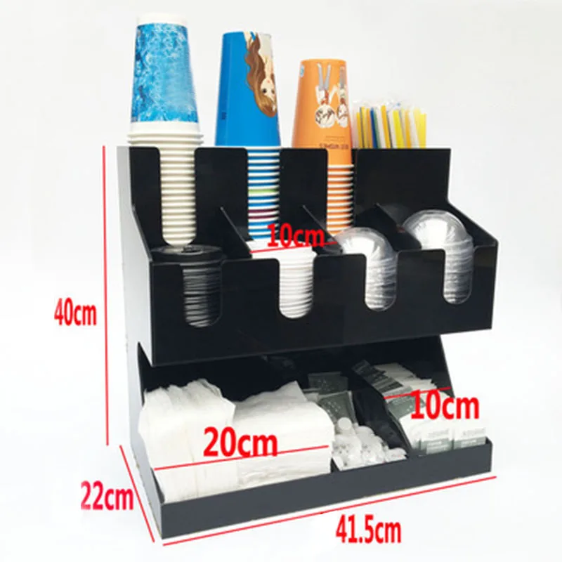 Cup & Lid Dispenser Organizer Acrylic Cup Holder Bar Storage Box Paper