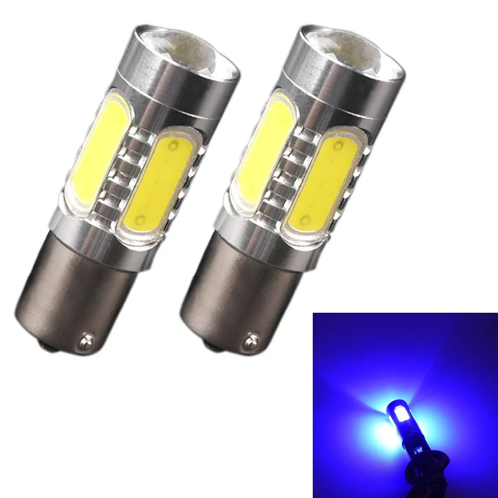 

2X Blue Car 5 COB 7.5W LED 150 Degree BAU15s PY21W 1156 Turn Light Brake Bulb Fog Lamp