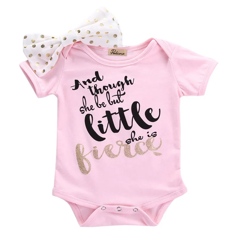 

New Style Newborn Infant Baby Girls Clothes Short Sleeve Romper Jumpsuit+ Headband 2Pcs Outfits Baby Clothing 0 to 18M