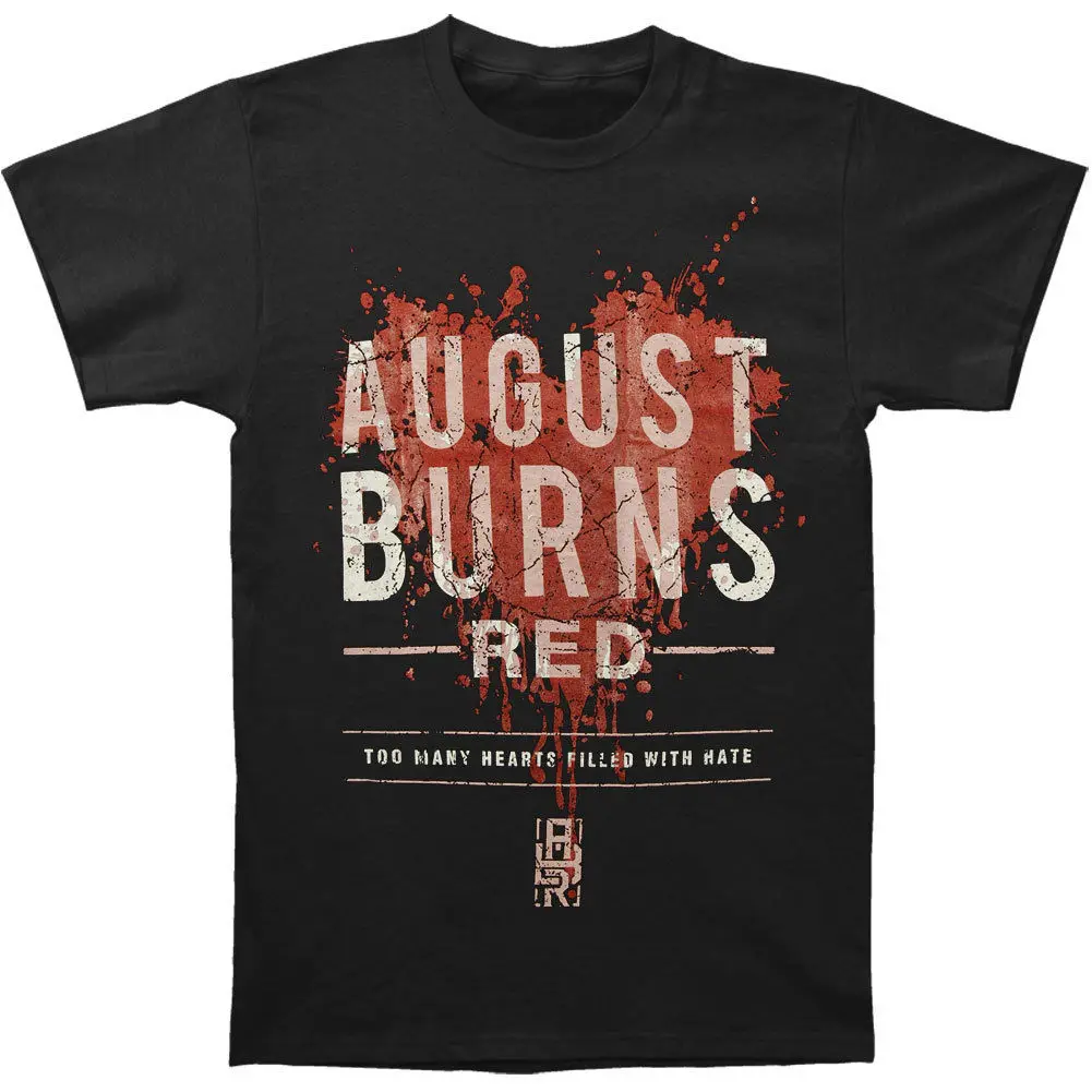 August Burns/Красная мужская приталенная футболка с сердечками черные футболки в