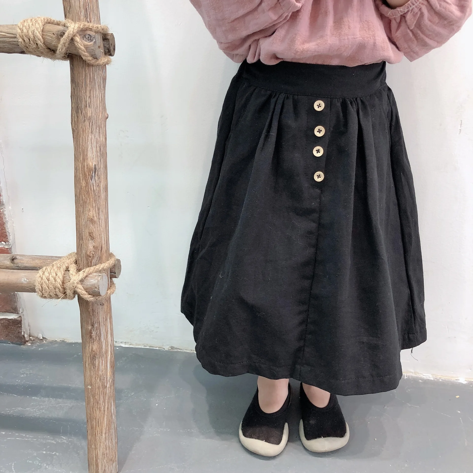 

New Girls Cotton and Hemp Children Long-length Skirt for Toddler Girls In The Spring 2019 Baby Kids Casual Skirts Temperament