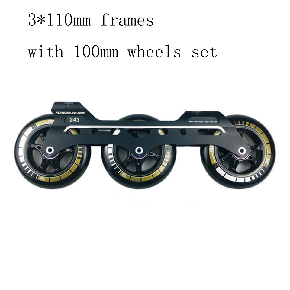 Powerslide скоростные роликовые коньки 243 мм рамы 3*110 мм колеса роликовые коньки таз ILQ-11 подшипник прочные 85A Patines шины - Цвет: frame 100mm wheels