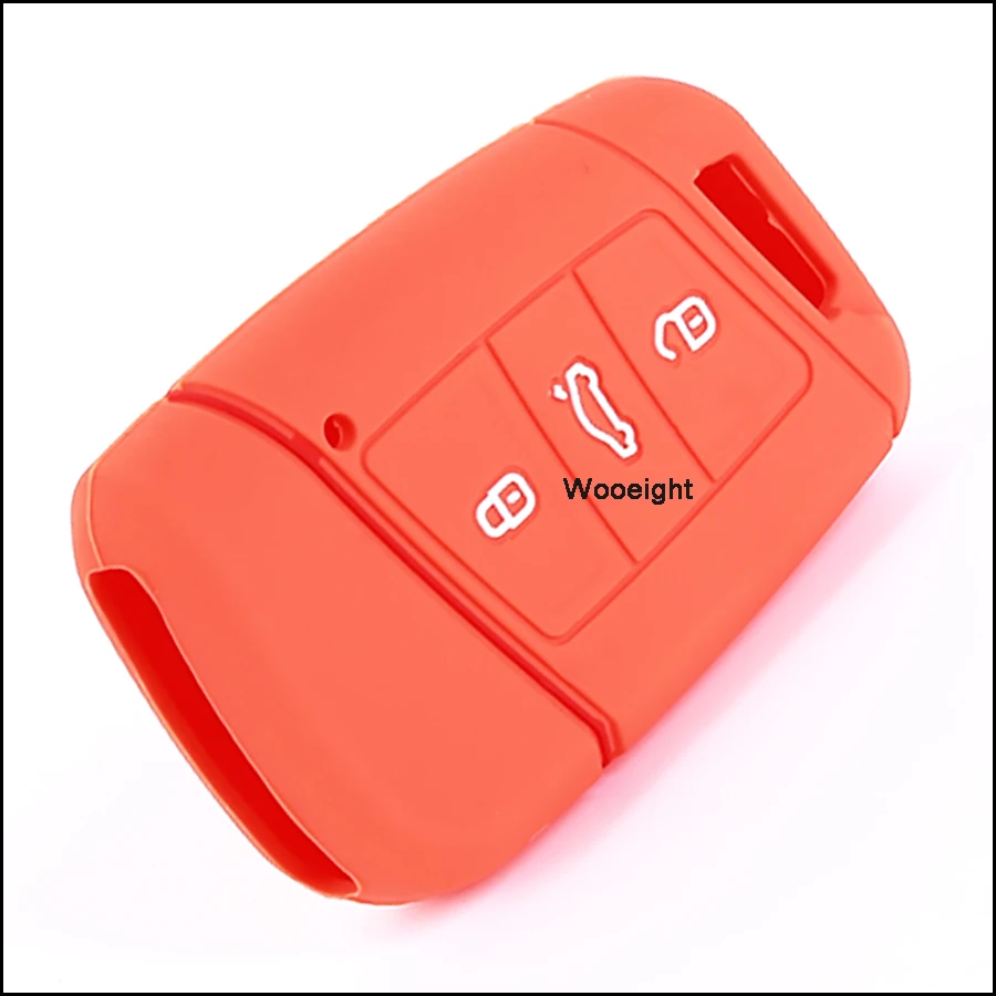 1Pc Silicone Key Fob Case Holder Decorative Cover For VW Skoda Superb Magotan Passat B8 A7 Golf Skoda Smart Protector 3 Buttons (4)
