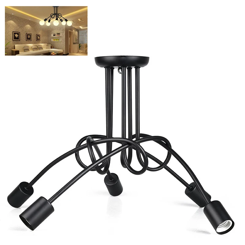  Vintage Industrial Loft Chandelier Ceiling Lamp With 5 Lights (Black) - 32821842365