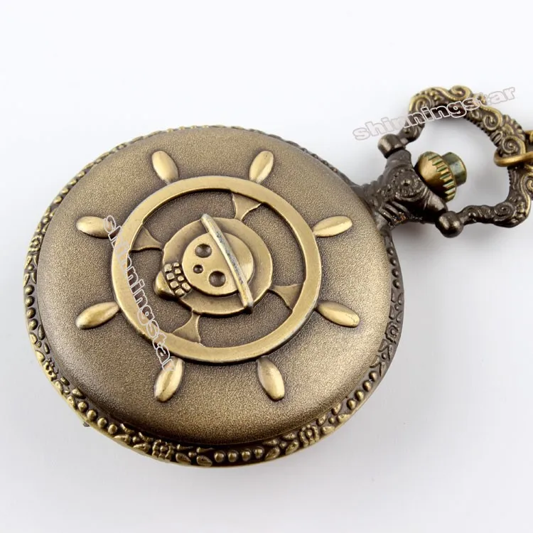 Античная бронзовая Пиратский Череп One Piece Кварц ретро Карманный Ожерелье Watch P28 Relogio