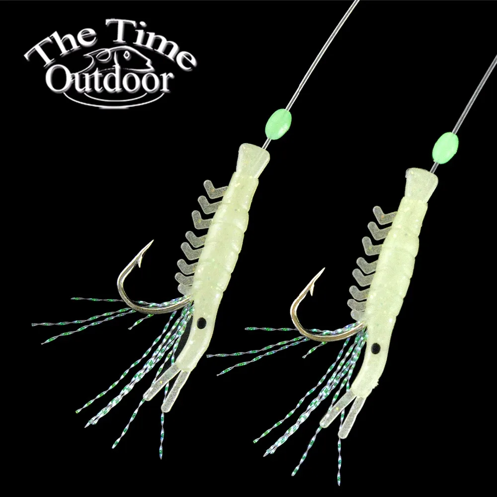 

3 pack/lot soft lure bait sabiki artificial shrimp silicone bait glow in the dark isca artificial silicone lures for hairtail