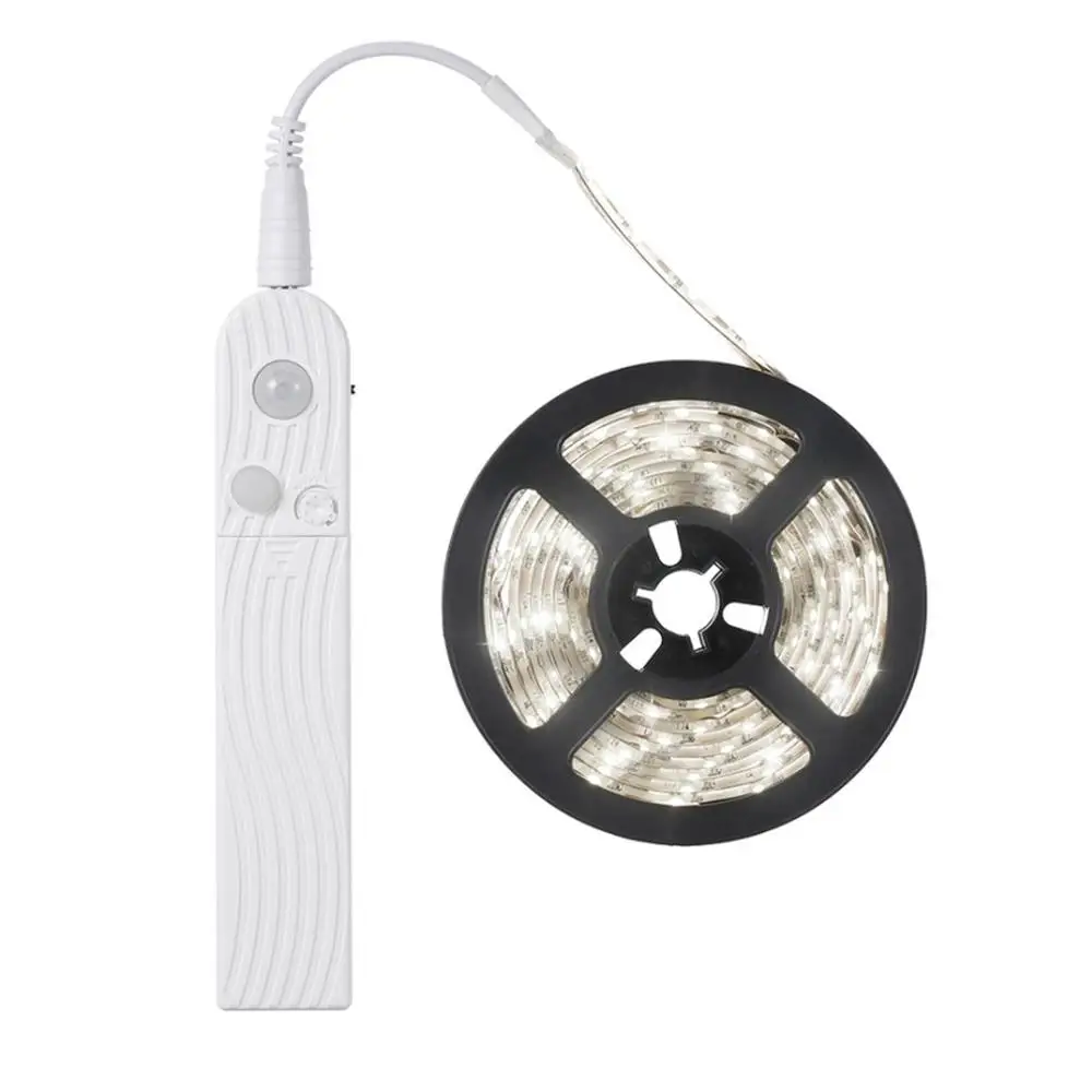 1m 2m Wireless PIR Motion Sensor LED Bed Closet Night light 5V 2835 LED Strip AAA Battery Power Flexiable lamp Illumination