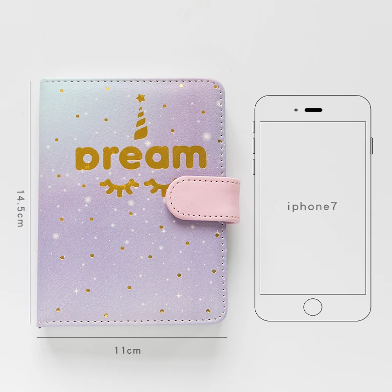 64K-purple MISS BOOK Unicorn толстый ПУ план блокнот А6 милый блокнот градиент 1 шт - Цвет: 64K-purple