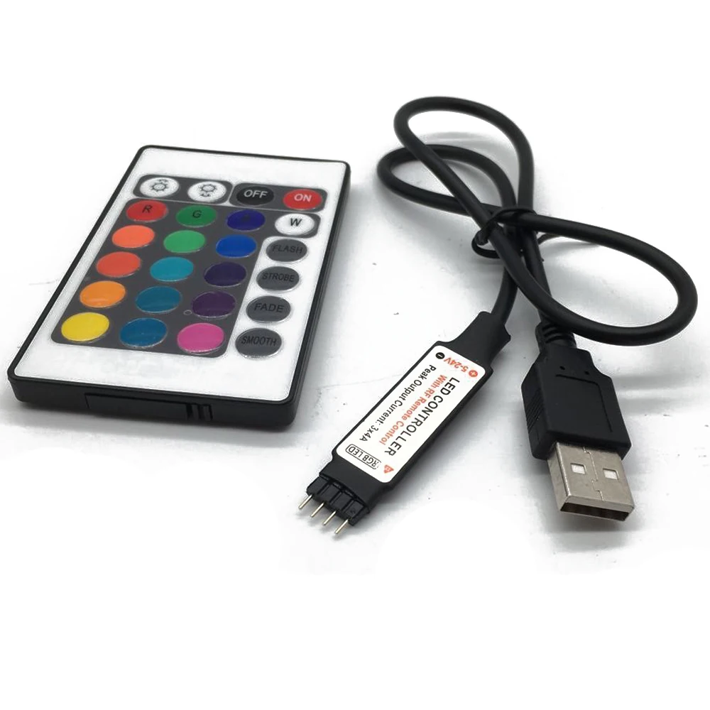 Светодиодная лента 5 12 24 V Вольт rgb-контроллер USB IR RF пульт дистанционного управления 5 V 12 V 24 V USB Светодиодная лента 3 17 24 ключ удаленный беспроводной контроллер