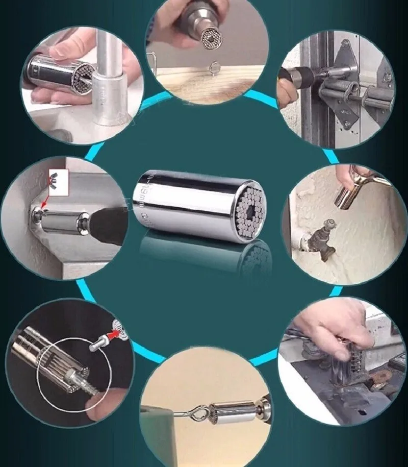 8 Multi-function Ratchet 7-19mm Drill Adapter Professional Grade Universal Socket Wrench Universal Socket Adapter (Socket Adapter)