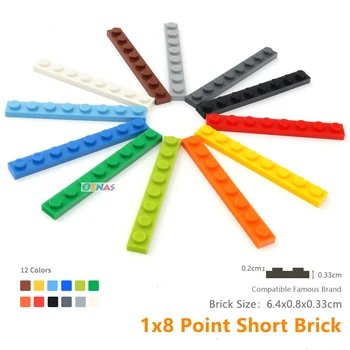 

moc plate 1x8 3460 Short Brick Blocks Classic Small Building Block parts DIY compatible Assembles Particles 75pcs/lot
