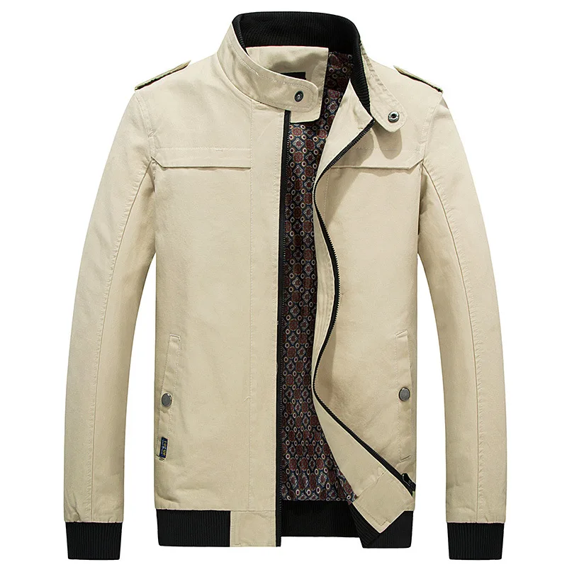 Мужская куртка в стиле милитари на весну и осень, мужская повседневная куртка, пальто, мужская мода, стирается, чистый хлопок, брендовая одежда, куртки, мужские пальто - Цвет: light khaki