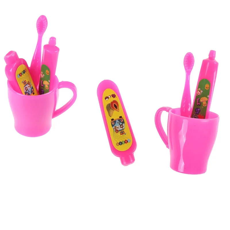 

4 Pcs/ Set Rose Fuchsia Toothpaste Tube Toothbrush Bathroom Accessories for Girls Gifts Wholesale and Retail