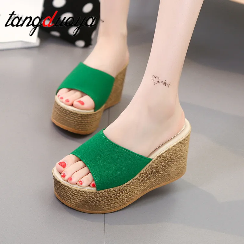

Women Slipper Scrub PU Wedges Height Increasing Platform Flip Flop Heel Beach Casual Ladies Sandals Shoes zapatillas Mujer 2019