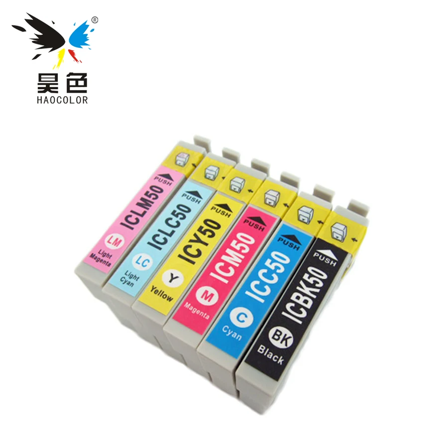 6PK IC50 IC 50 чернильный картридж совместимый ICBK50L ICBK50 ICC50 ICM50 для EPSON PX 301 302 320 703A 704A|ink