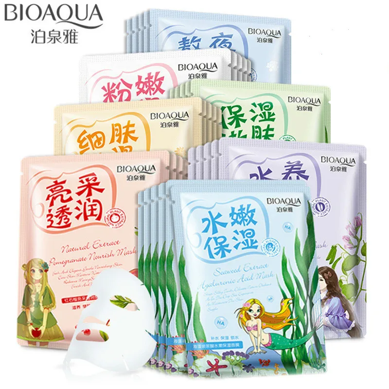 BIOAQUA 10 шт. отбеливающая маска для лица лист различные экстракты растений