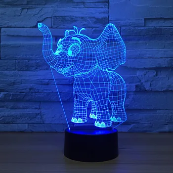 

Happy Elephants 7 Color Lamp 3d Visual Led Night Lights For Kids Touch Usb Table Lampara Lampe Baby Sleeping Nightlight