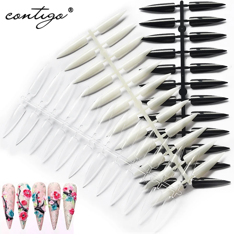 

Contigo 240pcs Nail Tips For Nail Art Detachable False Stiletto Nails Acrylic DIY Press on Fake Nails With Glue Manicure Tools