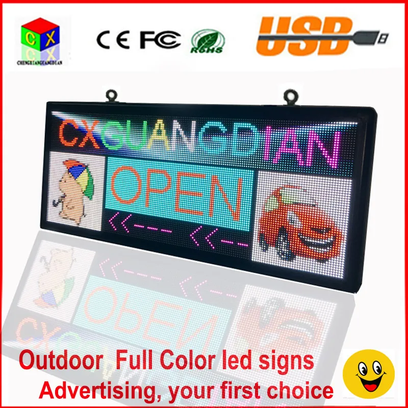 

WIFI full color LED sign 18''X40''/ support scrolling text LED advertising screen / programmable image video outdoor LED display