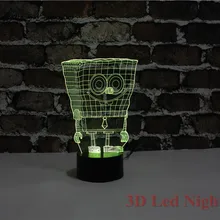 Новые 3D Светодиодные желтые квадратные детские ночные светильники для малышей, 7 цветов, сменные Мультяшные квадраты, YJM-2849