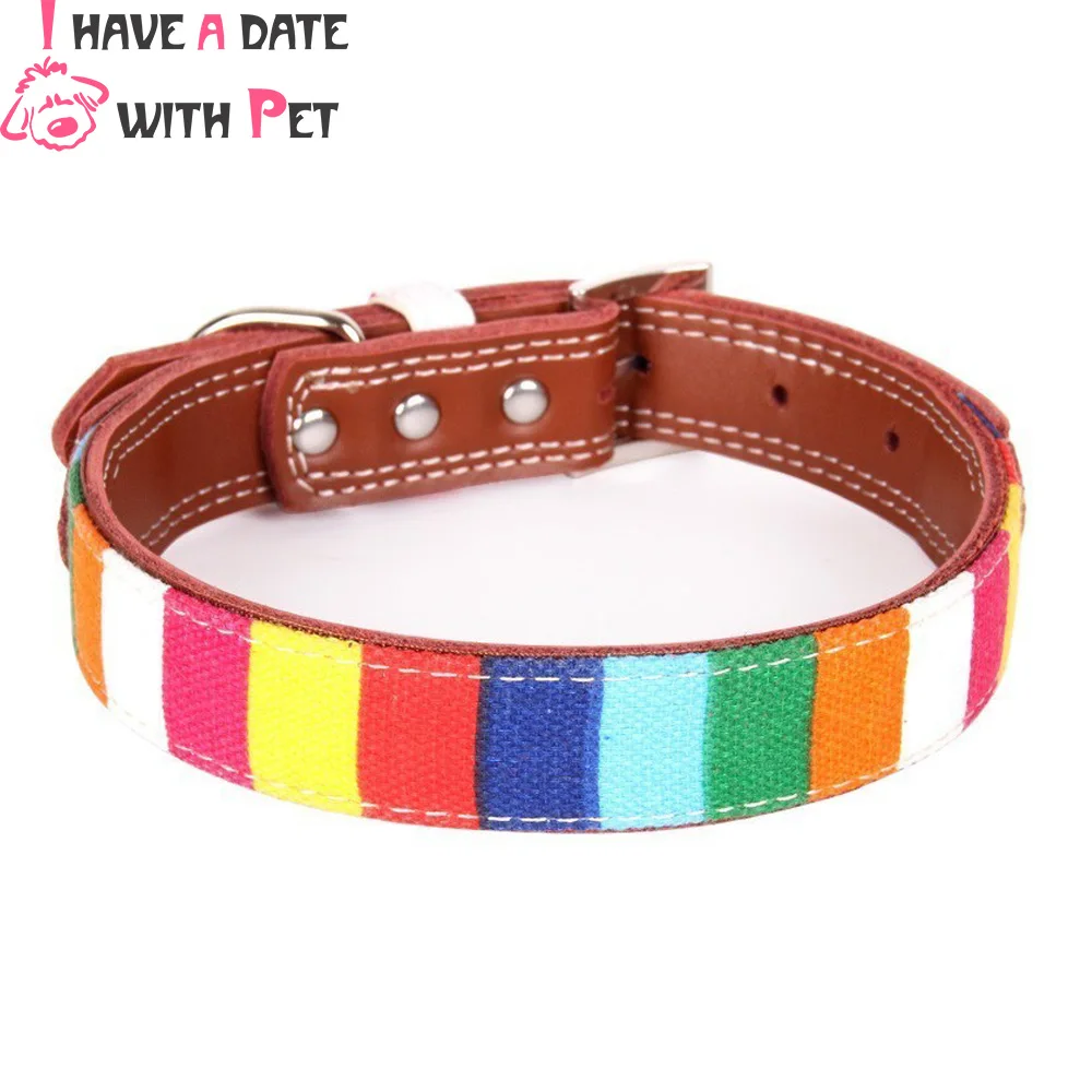 

1 PC Genuine Leather Colorful Large Dog Collar Good quality Durable Leash Strap for Medium Big Dog Neck Adjustable Pet Supplies