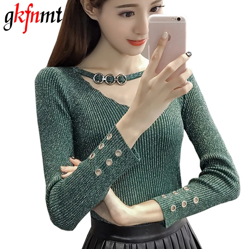 gkfnmt Autumn Winter Sweater Women 2017 Knit High Elastic Sexy V-Neck Women Sweaters And Pullovers Female Tricot Pull Femme Tops