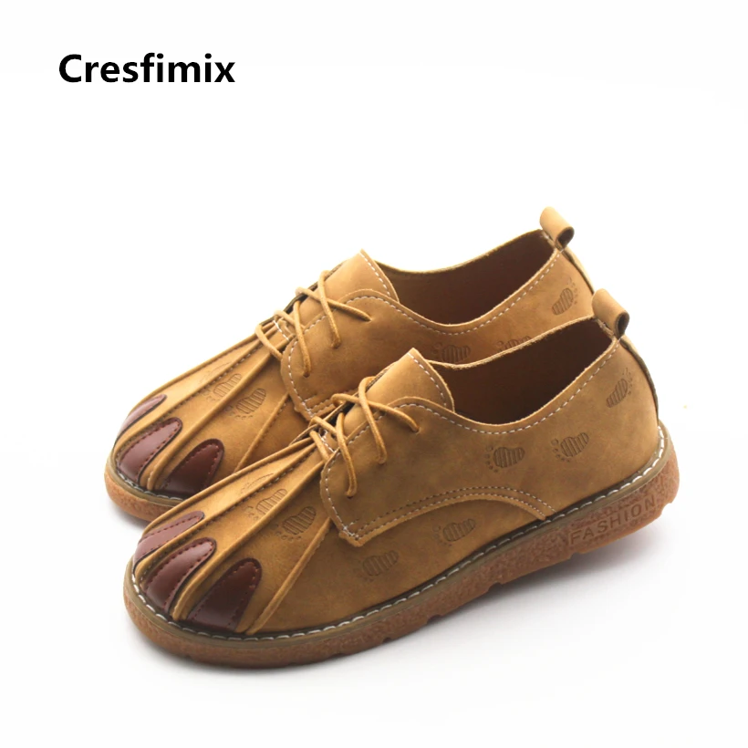 Cresfimix women casual & cute brown flat shoes lady high quality rubber bottom animal printed shoes female cool black shoes