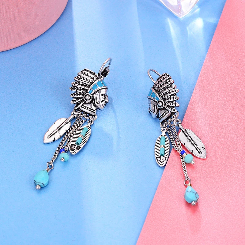 Ethnic Drop Earrings for women Vintage Indian Jewelry Tassel Feather Long Earrings Fashion Jewelry Bisuteria brincos 2018 - Image 3