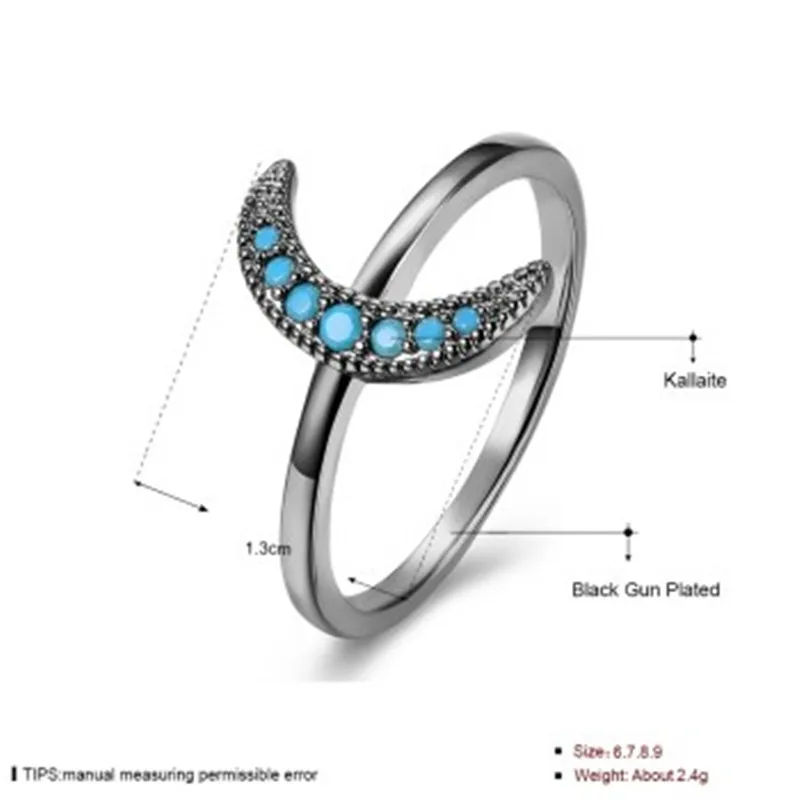 

Rings Black Gun Color/Gold-color Greenstone 2017 New In June High Fashion Rings moon Size 6 7 8 9