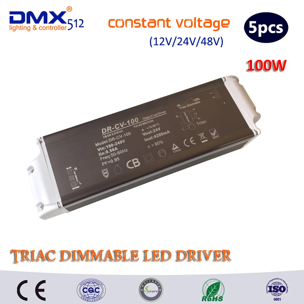 

12V/24V/48V 100W constant Voltage TRIAC dimmable led driver dimming power supply lighting transformers converter power source