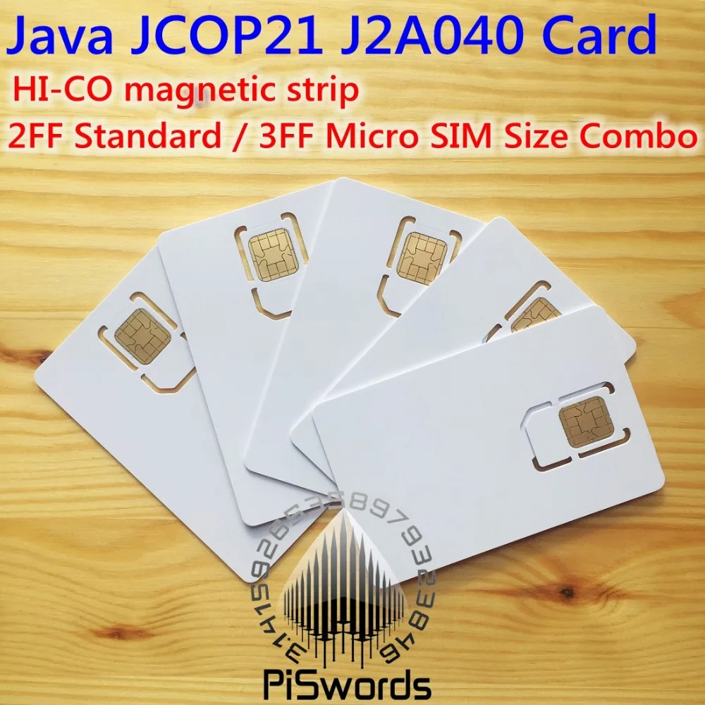 

5PCS/LOT Java jcop21 J2A040 JCOP 21 with Hi-co Mag 2FF standard 3FF Micro Sim Size Comobo IC Connect Smart Card with TK Value
