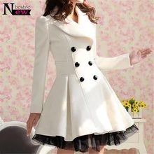 Fashion Women Double-Breasted Woolen Coat Autumn Winter Warm Slim Overcoat Female Wool Jacket Robe Outerwear Manteau Femme Parka