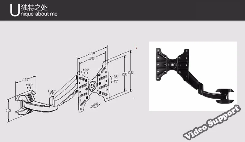 Полный кронштейн дисплея движения настраиваемый компьютер выдвижной держатель монитора вращения ТВ настенное крепление lcd Монитор Кронштейн для ТВ arm