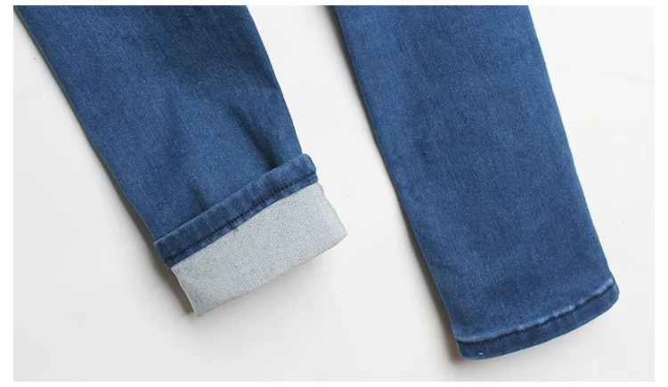 Высокая талия женские рваные джинсы растягивающиеся модные поцарапанные обтягивающие джинсы Полная длина деним плюс размер синий цвет джинсы карандаш