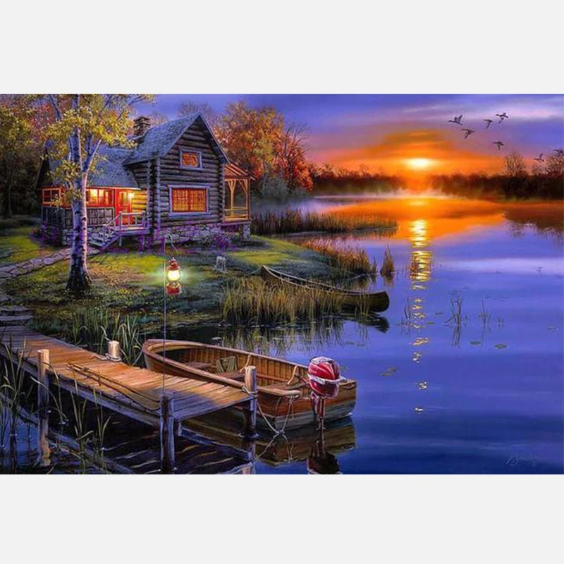 

Full 5D Diy Daimond Painting Cross-stitch Landscape 3D Diamond Mosaic Full Round Rhinestones Paintings Embroidery Decor Scenery