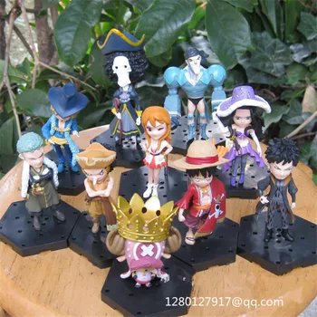 

10Pcs/set ONE PIECE 10th Anniversary Ver Luffy Zoro Chopper Nami Sanji Usopp Robin Mihawk Brook Q-version Action Figure Toy P476