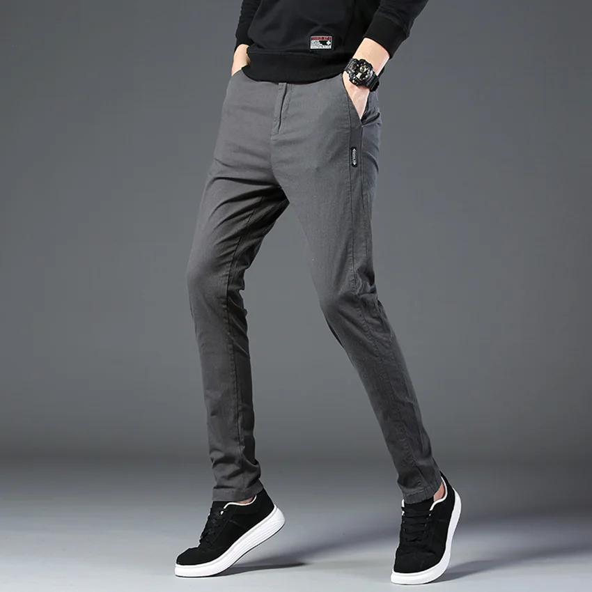 HCXY бренд весна лето мужские повседневные брюки из чистого хлопка мужские брюки-карандаш брюки приталенный светильник