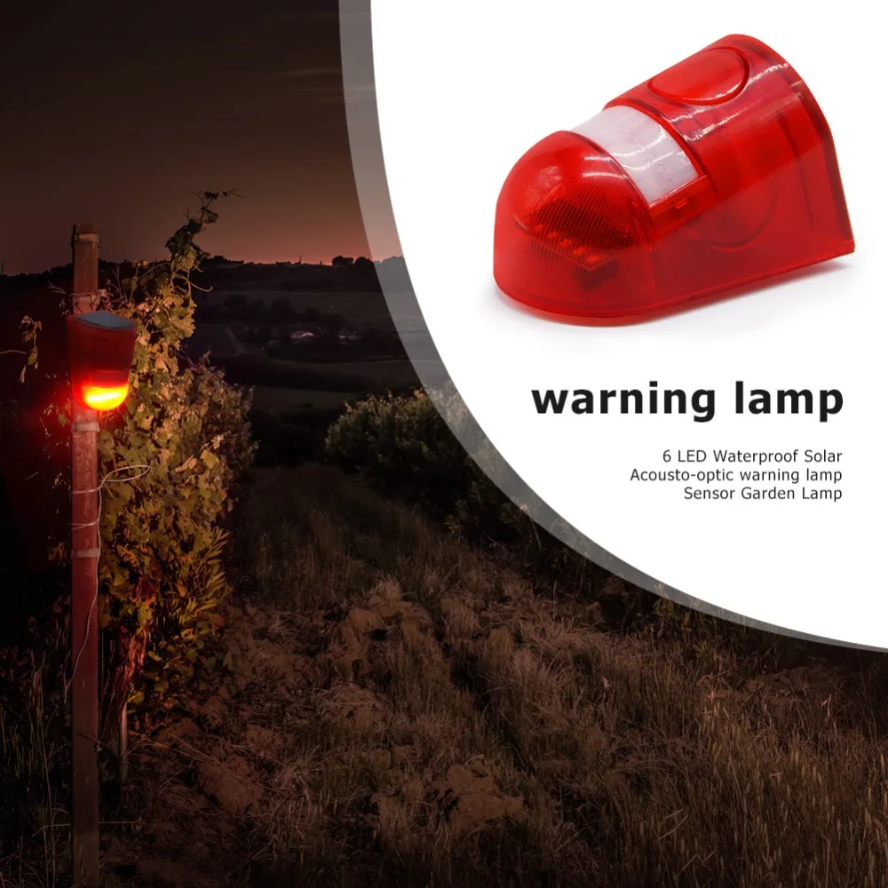 

Red 6 LED Solar Lamp Waterproof Solar Warning Light Sound Alarm Lamp Sensor Garden Lamp Energy Saving Lampe Solaire Exterieur