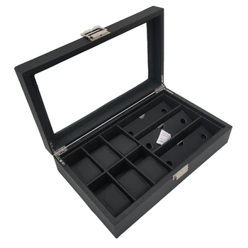 

High Class Carbon Fiber 6+3 Mix Grids Watch Box Case Sunglasses Holder Storage Jewelry Collection Glasses Watch Display Holder