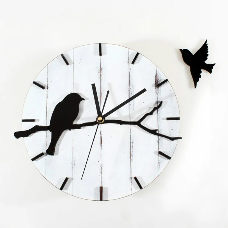 

Wall Clocks Vintage Old Garden Cute Bird Wood Living Room Antique Wall Clock Home Decoration Accessories Modern